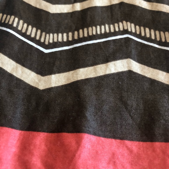 LOFT 100% Cotton Chevron A-Line Knee Length Lined Skirt Neutral 10 - Picture 2 of 9